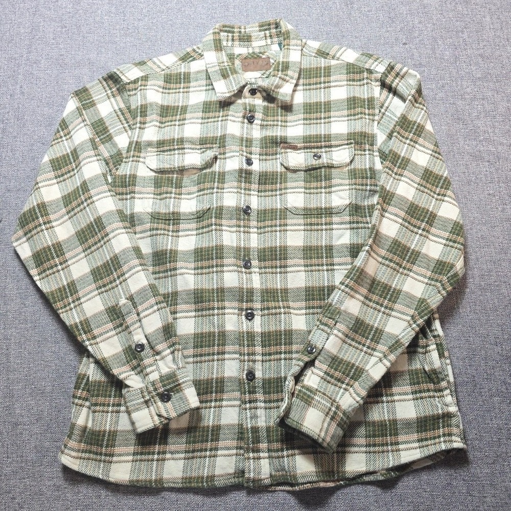 Orvis Shirt Mens XL Plaid Flannel Heavyweight Double Brushed Pockets